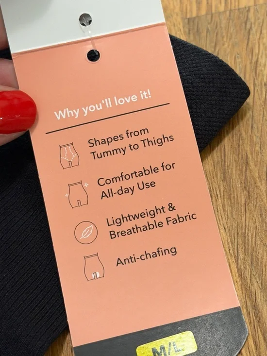 Shapermint MEDIUM LARGE Black High Waisted Shaper Short NEW - Picture 8 of 9